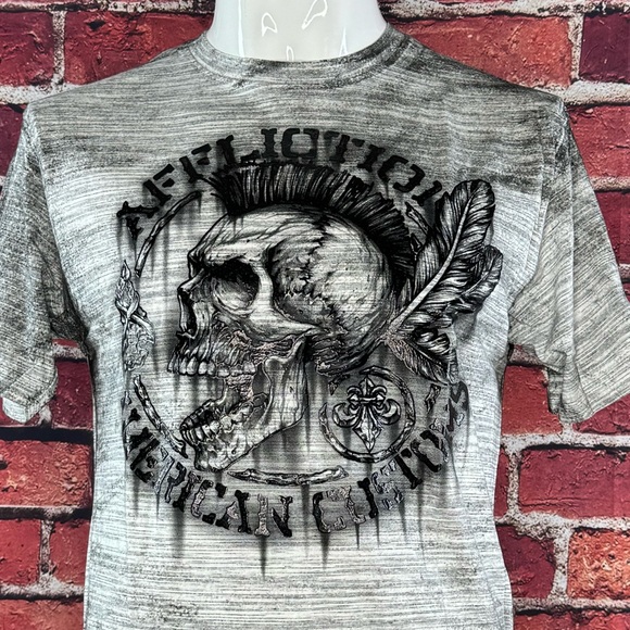Affliction Men's Short Sleeve Graphic T-shirt -Gray / Black -Various Sizes- NWT - Picture 3 of 11